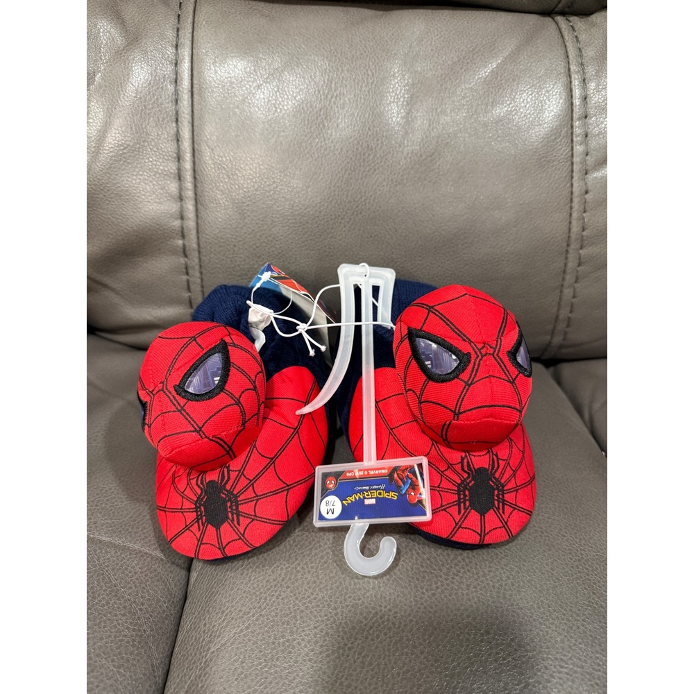 Marvel Spider-Man Homecoming Toddler Slippers Navy Red Size M 7/8 NWT